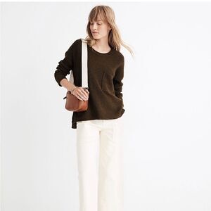 Madewell Thompson pocket pullover sweater green